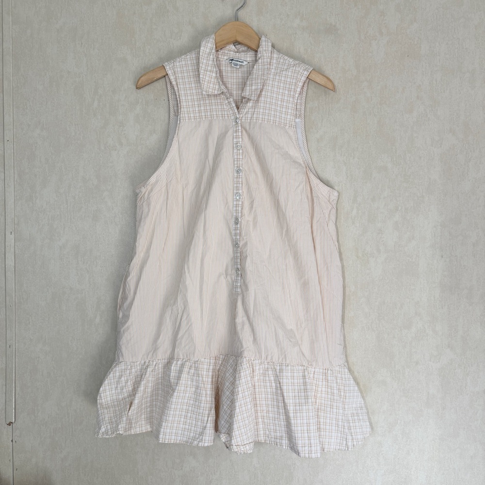 American Eagle Women’s Striped Sleeveless Mini Shirtdress Cottagecore Crem XL